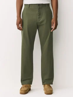 Green Regular Tapered Fit Stretch Chinos Trousers