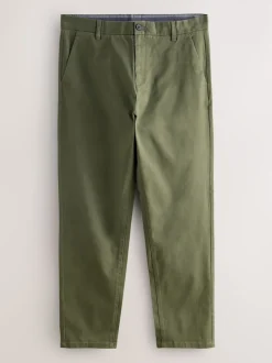 Green Regular Tapered Fit Stretch Chinos Trousers