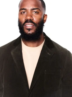 Green Relaxed Fit Corduroy Suit Jacket