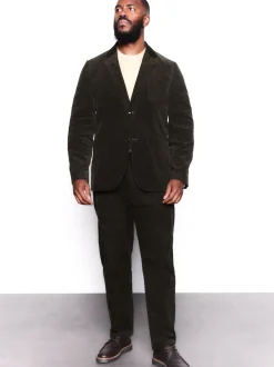 Green Relaxed Fit Corduroy Suit Jacket