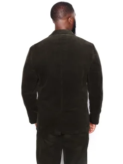 Green Relaxed Fit Corduroy Suit Jacket
