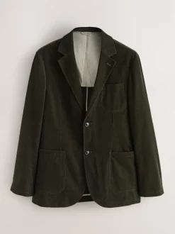 Green Relaxed Fit Corduroy Suit Jacket