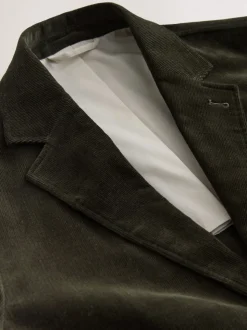 Green Relaxed Fit Corduroy Suit Jacket