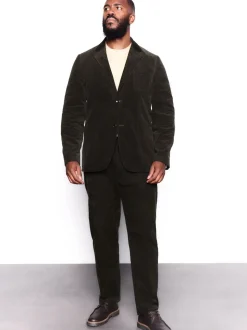 Green Relaxed Fit Corduroy Suit Trousers