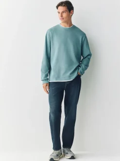 Green Sage Long Sleeve Mock Crew Neck T-Shirt