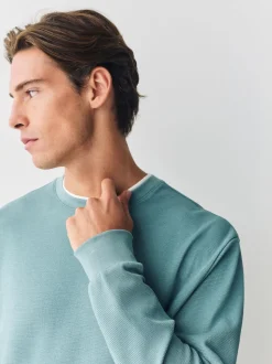 Green Sage Long Sleeve Mock Crew Neck T-Shirt