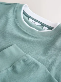 Green Sage Long Sleeve Mock Crew Neck T-Shirt