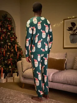 Green Santa Matching Family Christmas Pyjamas