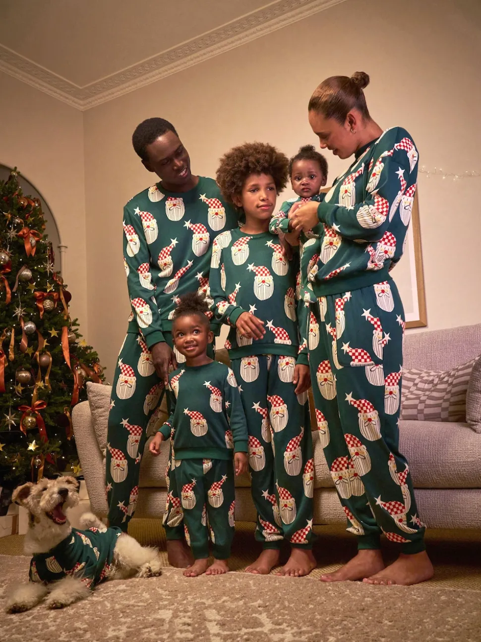 Green Santa Matching Family Christmas Pyjamas