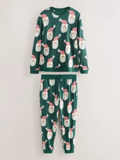 Green Santa Matching Family Christmas Pyjamas