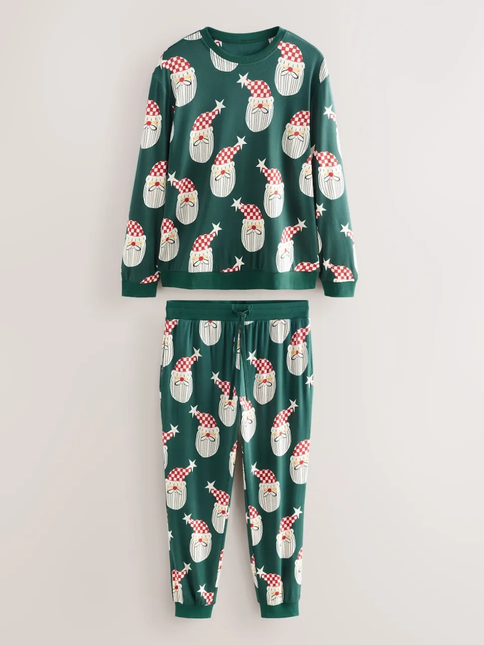 Green Santa Matching Family Christmas Pyjamas