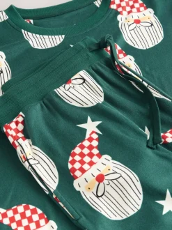 Green Santa Matching Family Christmas Pyjamas