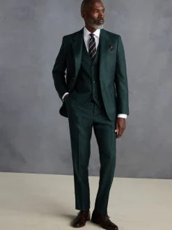 Green Signature Zignone Italian Wool Cashmere Blend Flannel Suit Waistcoat