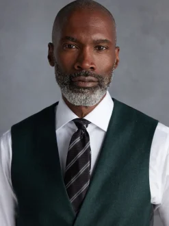 Green Signature Zignone Italian Wool Cashmere Blend Flannel Suit Waistcoat