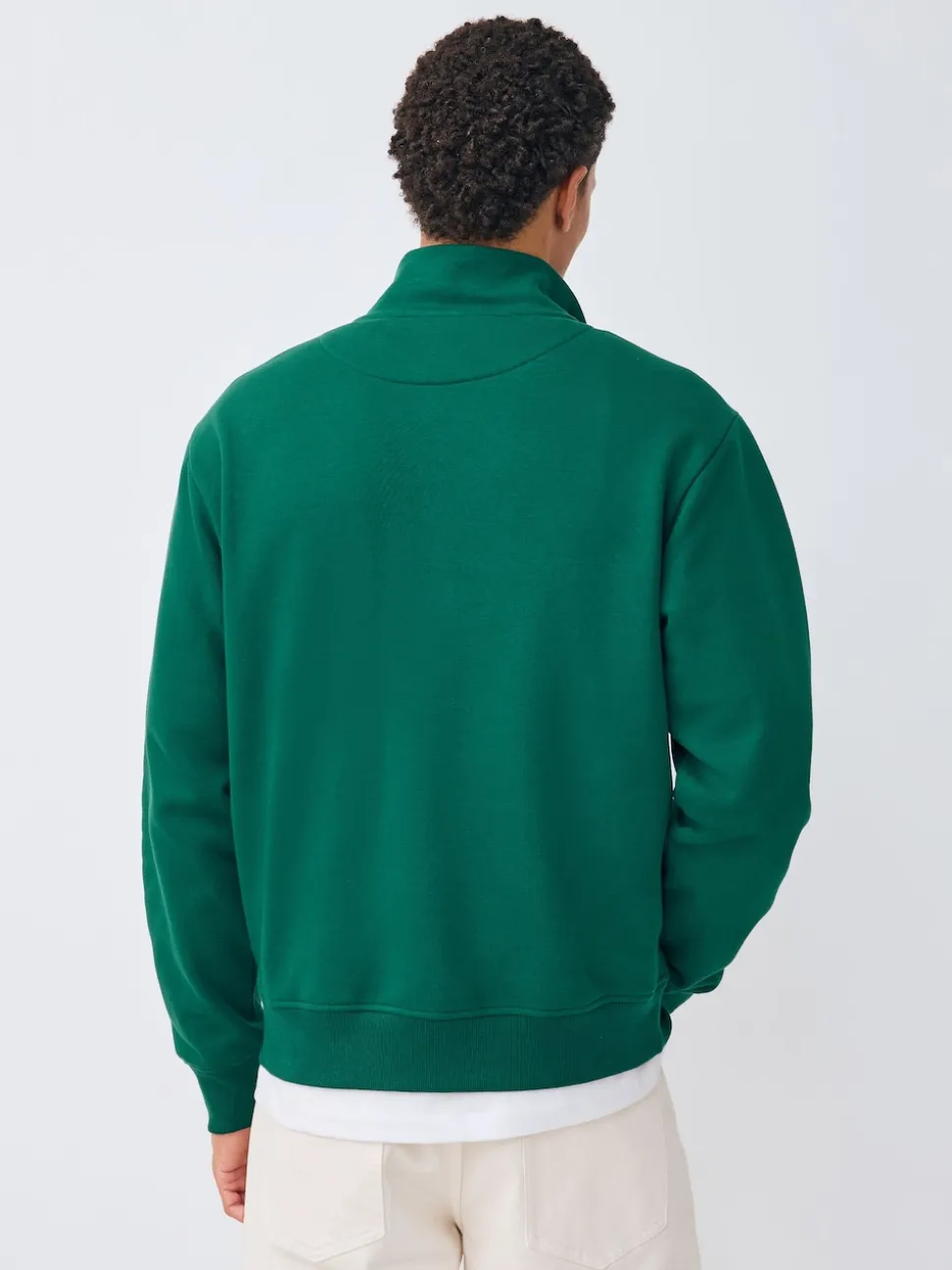 Green Simple Text Graphic Print Quarter Zip Neck Sweatshirt