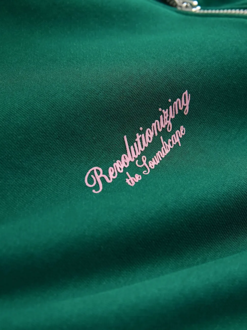 Green Simple Text Graphic Print Quarter Zip Neck Sweatshirt