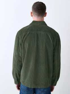 Green Single pocket Corduroy Shacket Overshirt