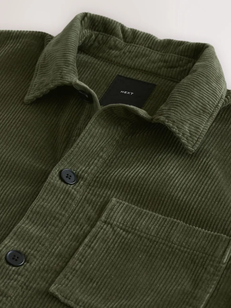 Green Single pocket Corduroy Shacket Overshirt