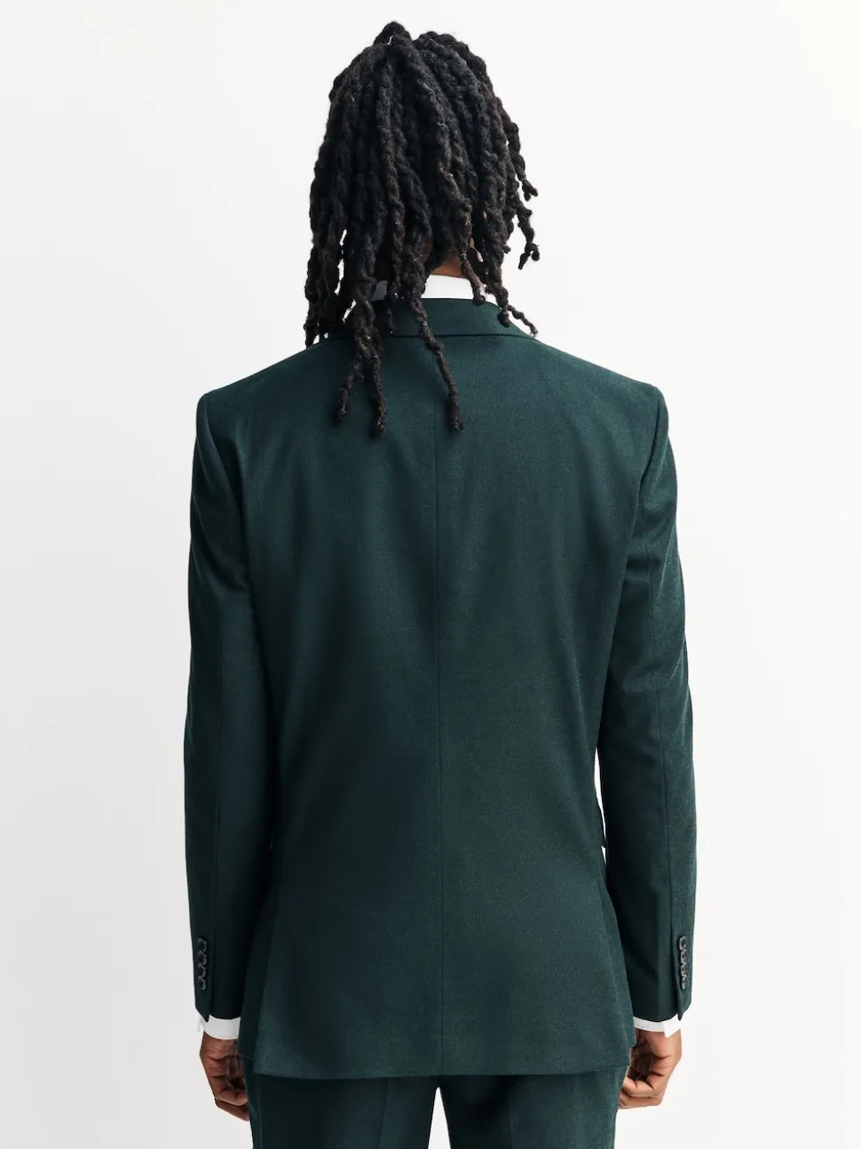 Green Slim Fit Flannel Suit Jacket