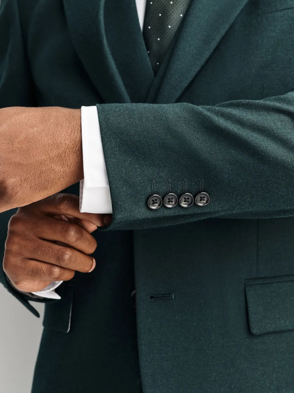 Green Slim Fit Flannel Suit Jacket