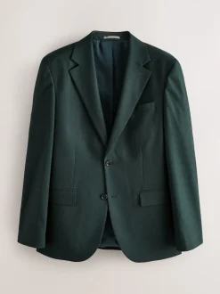Green Slim Fit Flannel Suit Jacket