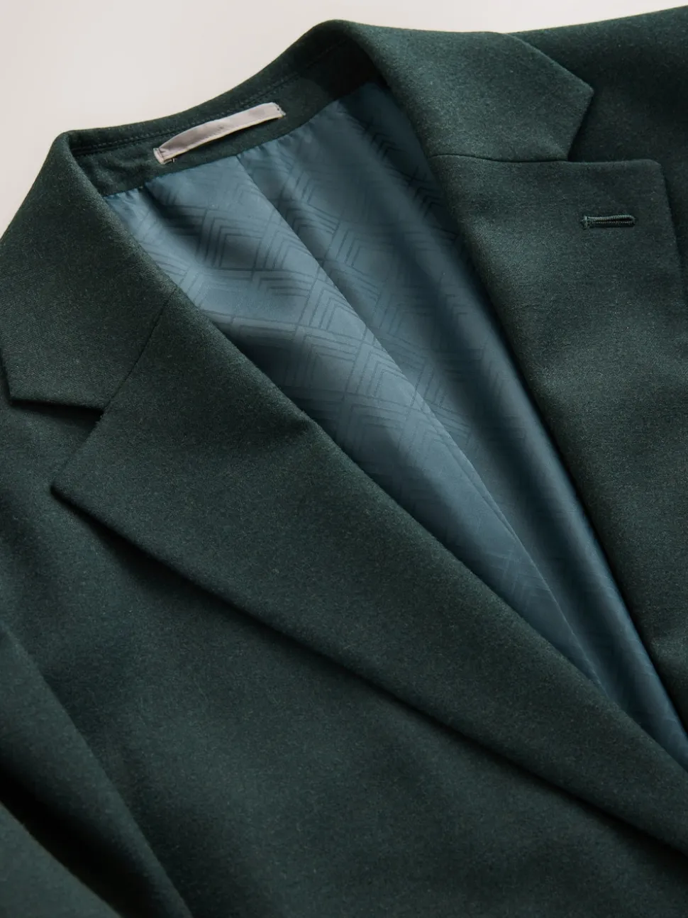 Green Slim Fit Flannel Suit Jacket