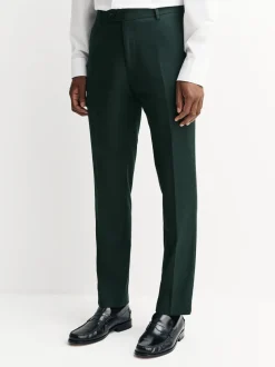 Green Slim Fit Flannel Suit Trousers