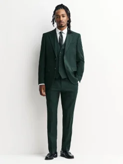 Green Slim Fit Flannel Suit Trousers