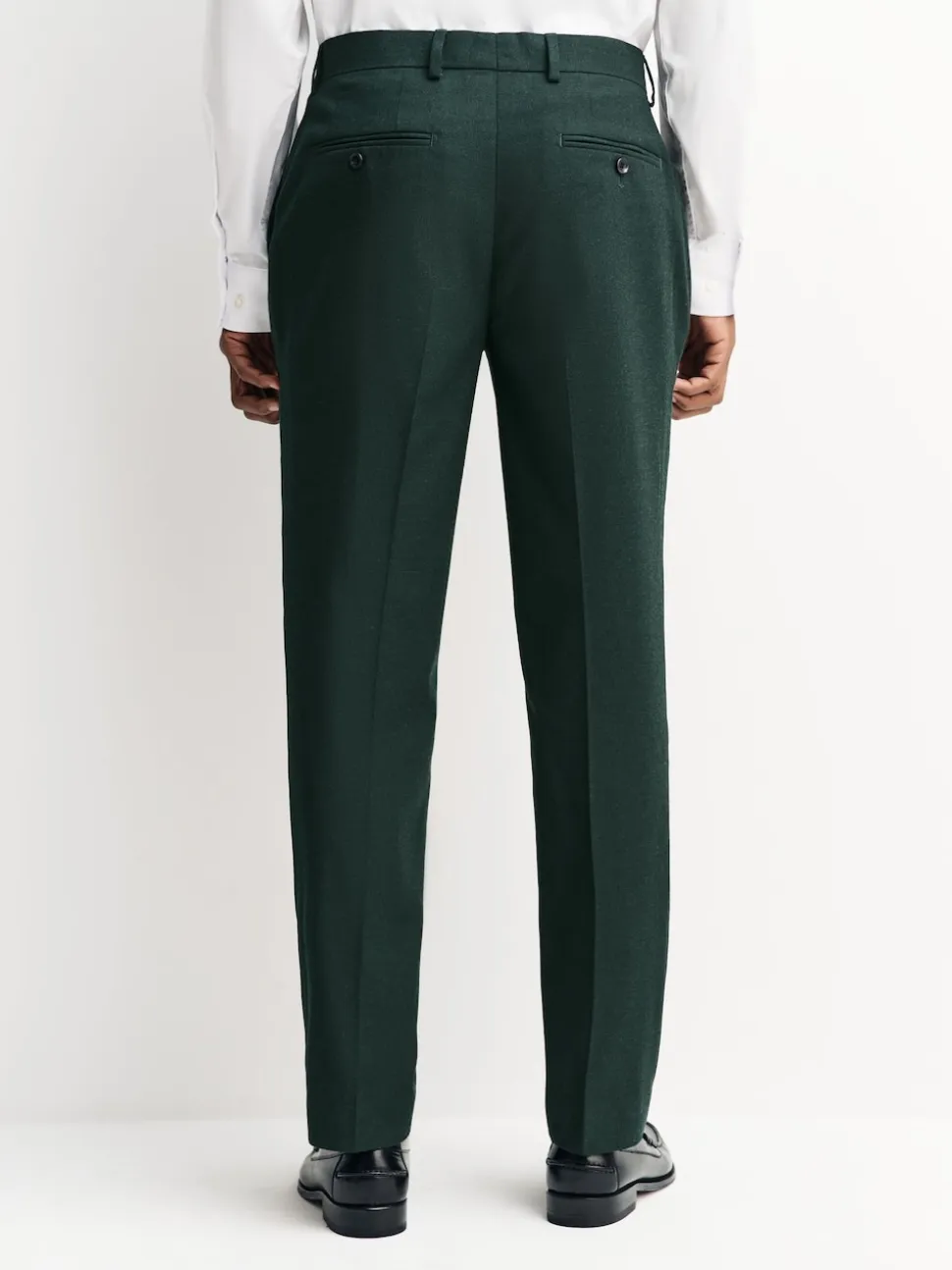 Green Slim Fit Flannel Suit Trousers