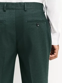 Green Slim Fit Flannel Suit Trousers