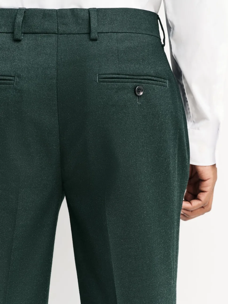 Green Slim Fit Flannel Suit Trousers