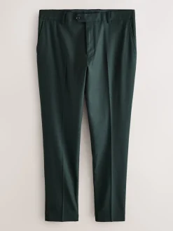Green Slim Fit Flannel Suit Trousers