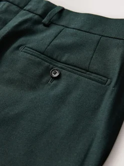 Green Slim Fit Flannel Suit Trousers