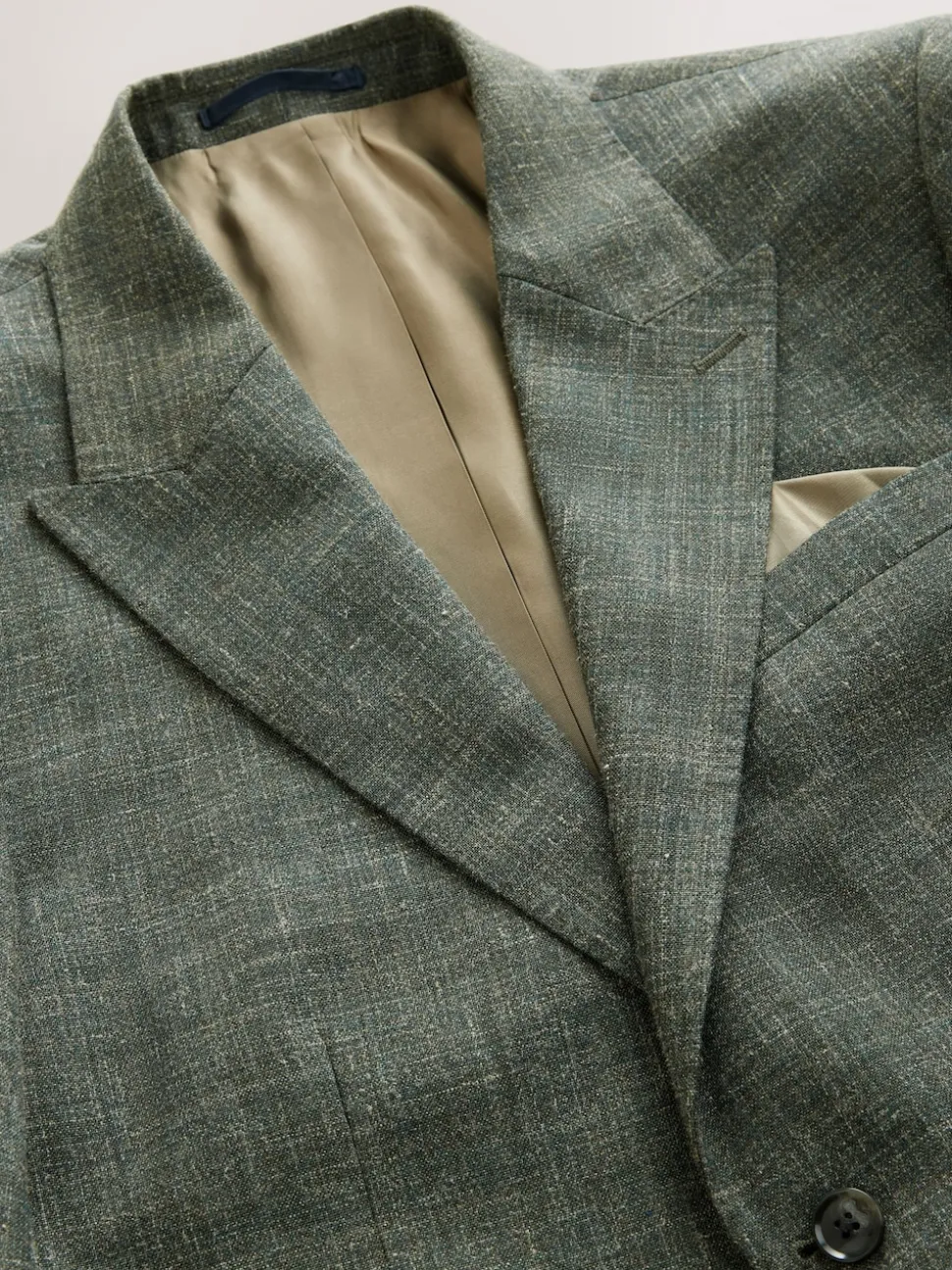 Green Slim Fit Nova Fides Italian Linen Blend Fabric Suit Jacket