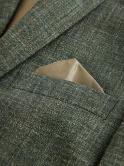 Green Slim Fit Nova Fides Italian Linen Blend Fabric Suit Jacket