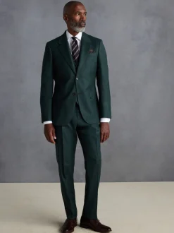 Green Slim Fit Signature Zignone Italian Wool Cashmere Blend Flannel Suit Trousers
