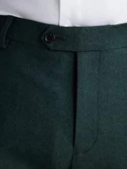 Green Slim Fit Signature Zignone Italian Wool Cashmere Blend Flannel Suit Trousers