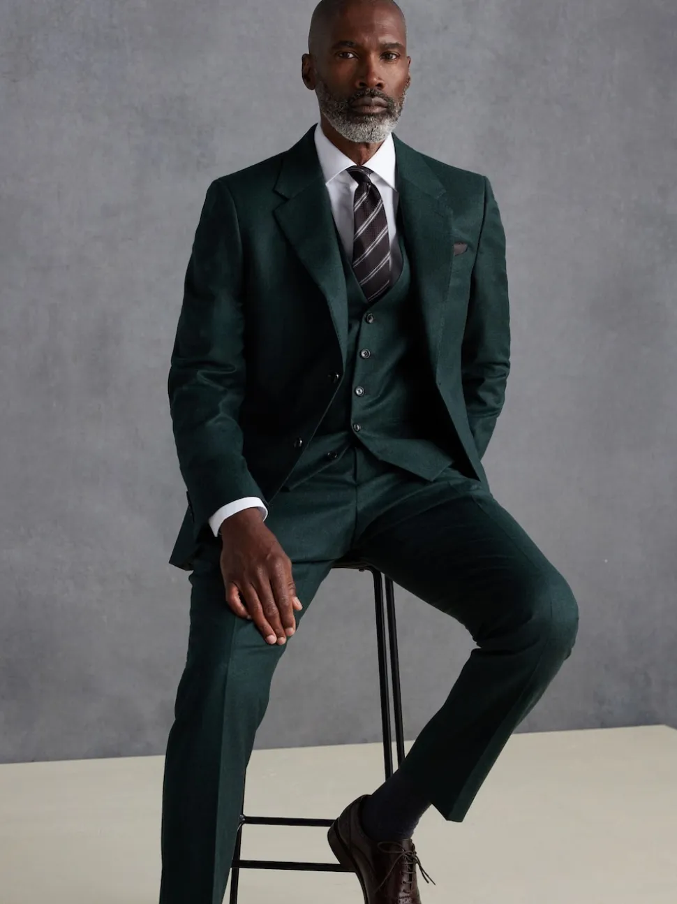 Green Slim Fit Signature Zignone Italian Wool Cashmere Blend Flannel Suit Jacket