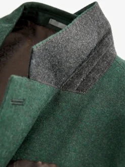 Green Slim Fit Signature Zignone Italian Wool Cashmere Blend Flannel Suit Jacket