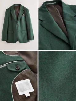 Green Slim Fit Signature Zignone Italian Wool Cashmere Blend Flannel Suit Jacket