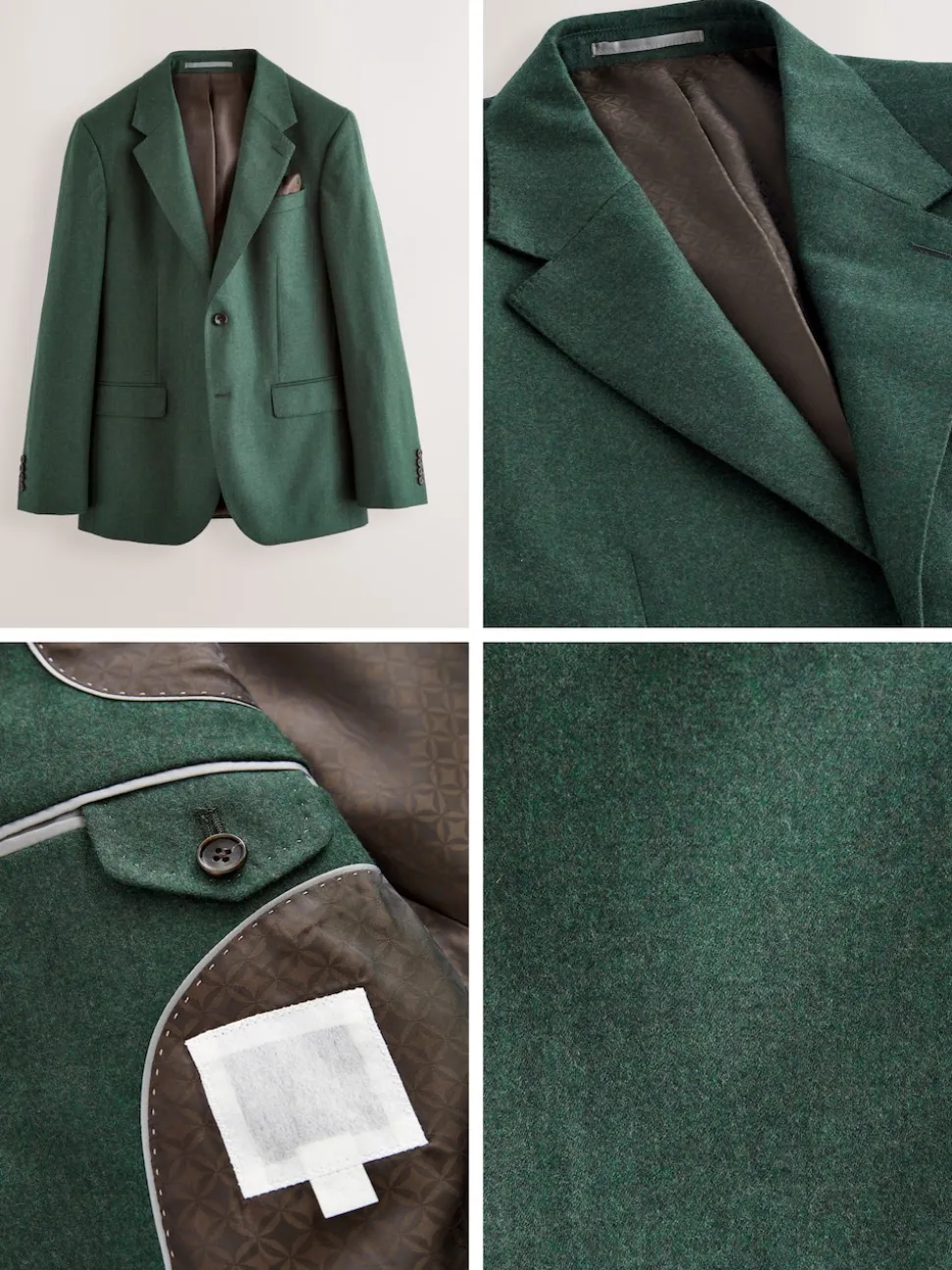 Green Slim Fit Signature Zignone Italian Wool Cashmere Blend Flannel Suit Jacket