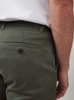 Green Slim Fit Stretch Printed Soft Touch Chino Trousers