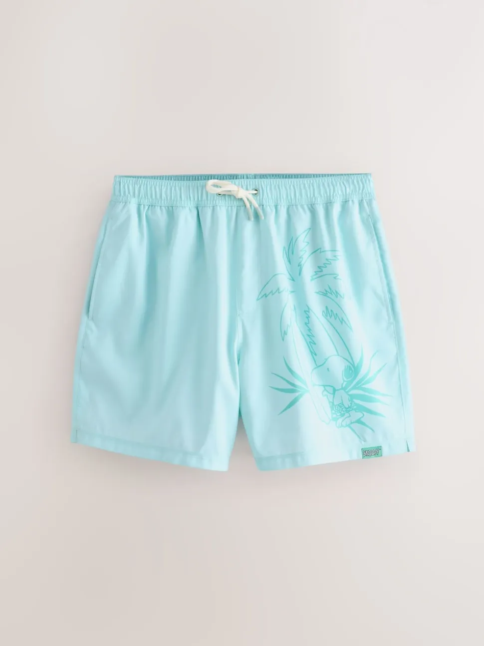 Green Snoopy License Printed Swim Shorts