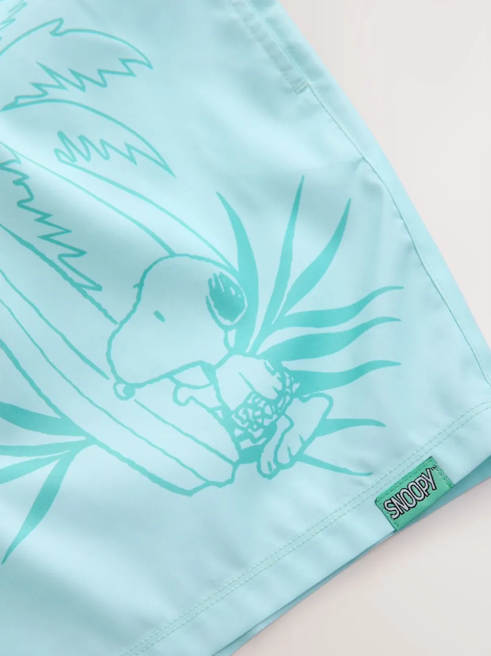 Green Snoopy License Printed Swim Shorts