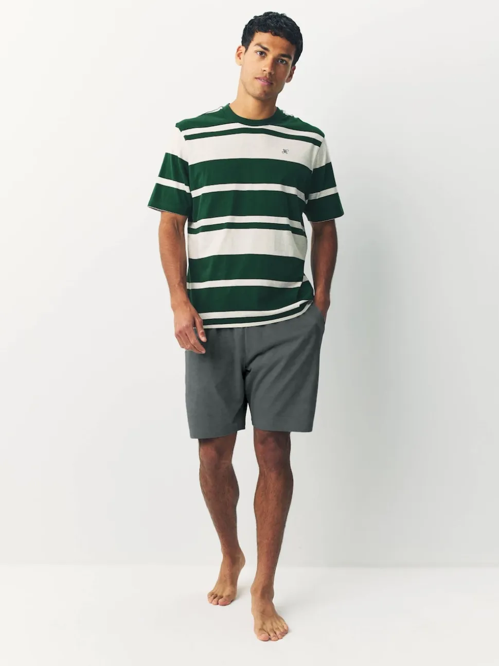 Green Stripe Short Sleeve Jersey Pyjamas Set
