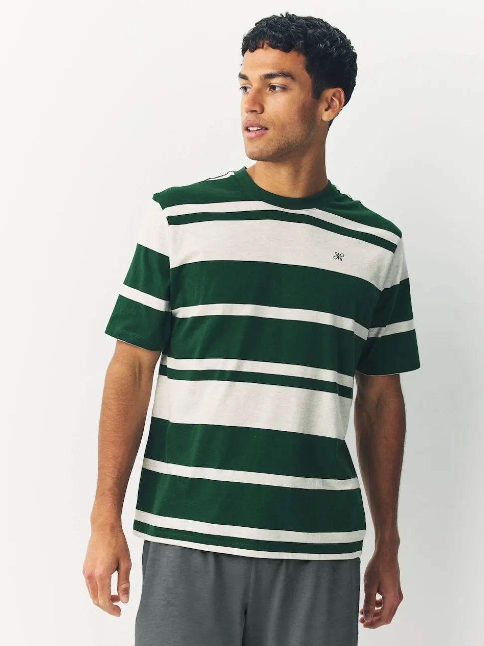 Green Stripe Short Sleeve Jersey Pyjamas Set