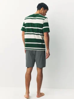 Green Stripe Short Sleeve Jersey Pyjamas Set