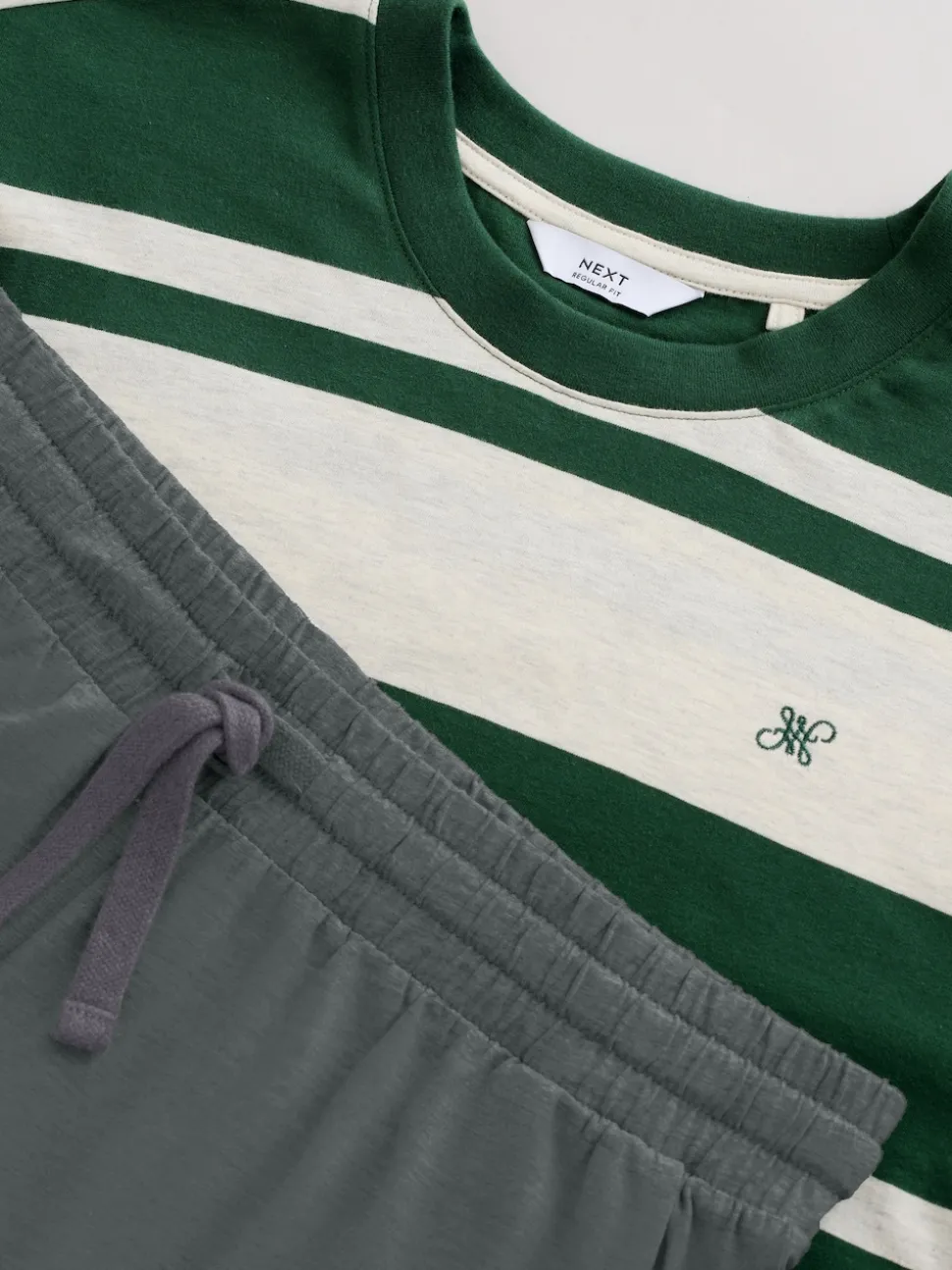 Green Stripe Short Sleeve Jersey Pyjamas Set