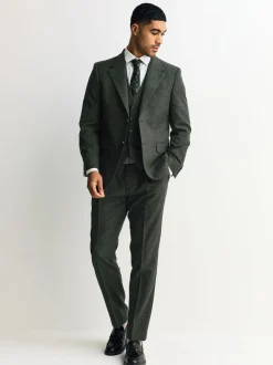 Green Tailored Fit Merino Wool Blend Suit Jacket