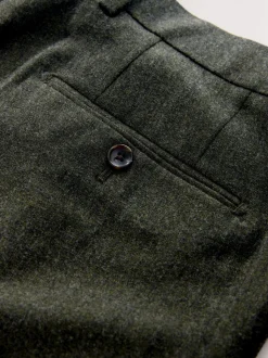 Green Tailored Fit Merino Wool Blend Suit Trousers